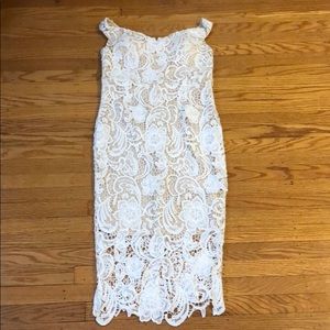 Lace Bardot midi dress